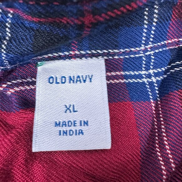 Old Navy Red & Blue Plaid Button-Up Tunic Dress Size XL - Picture 4 of 5